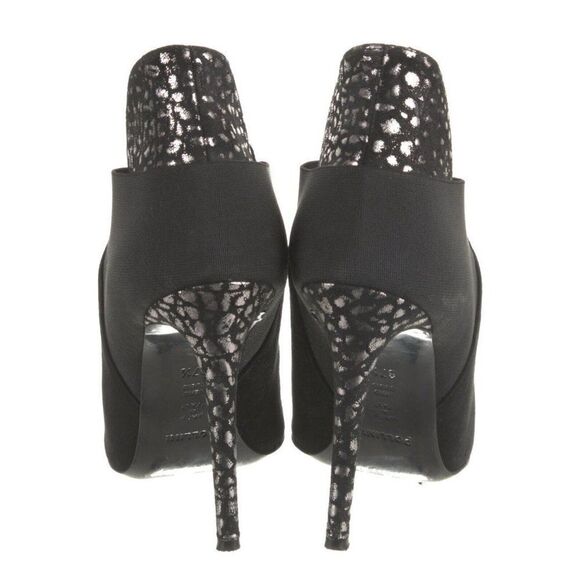 Pollini womens black silver Genuine Suede high heel bootie boots ankle 7.5 - Picture 4 of 8